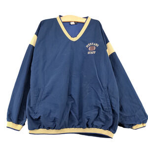 Tag Team Uniforms Men's Mustang Staff Windbreaker Jacket Blue XL Vintage USA